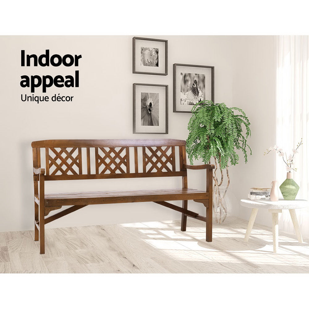 Gardeon Wooden Garden Bench 3 Seat Patio Furniture Timber Outdoor Lounge Chair Natural - Notbrand