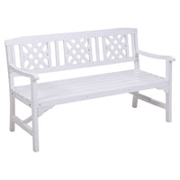Gardeon Wooden Garden Bench 3 Seat Patio Furniture Timber Outdoor Lounge Chair White - Notbrand
