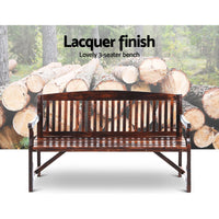 Gardeon Wooden Garden Bench Chair Natural Outdoor Furniture Décor Patio Deck 3 Seater - Notbrand