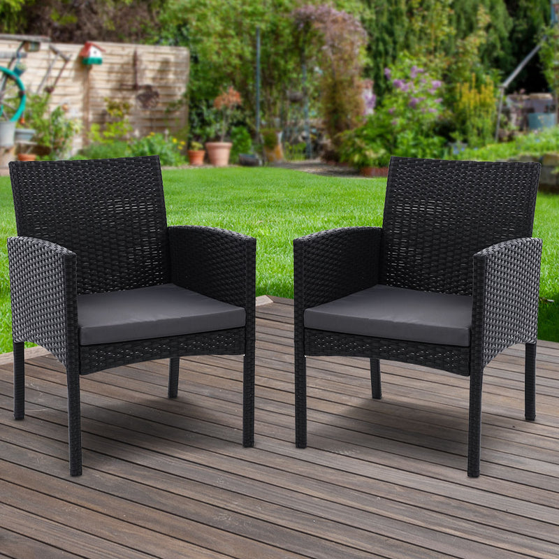 Vitalian Outdoor Set of 2 Bistro Patio Dining Chair - Wicker Grey - Notbrand