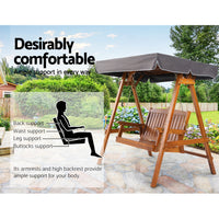 Gardeon Swing Chair Wooden Garden Bench Canopy 2 Seater Outdoor Furniture - Notbrand