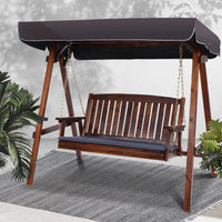 Gardeon Wooden Swing Chair Garden Bench Canopy 3 Seater Outdoor Furniture - Notbrand