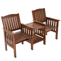 Gardeon Garden Bench Chair Table Loveseat Wooden Outdoor Furniture Patio Park Brown - Notbrand
