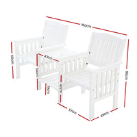 Gardeon Garden Bench Chair Table Loveseat Wooden Outdoor Furniture Patio Park White - Notbrand
