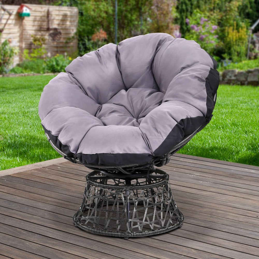 Gardeon Papasan Chair - Black - Notbrand