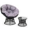 Gardeon Papasan Outdoor Wicker Chair & Table - Black - Notbrand