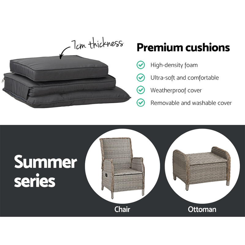 Vitalian Outdoor Patio lounge Recliner Chair Sofa - Grey - Notbrand