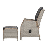 Vitalian Set of 2 Outdoor  lounge Patio Recliner Chairs - Wicker Grey - Notbrand