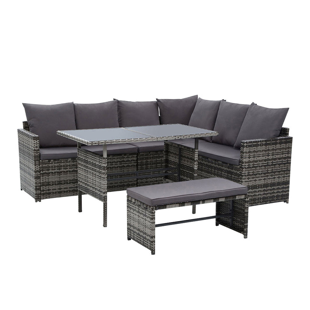 Gardeon Outdoor Furniture Dining Setting Sofa Set Lounge Wicker 8 Seater Mixed Grey - Notbrand