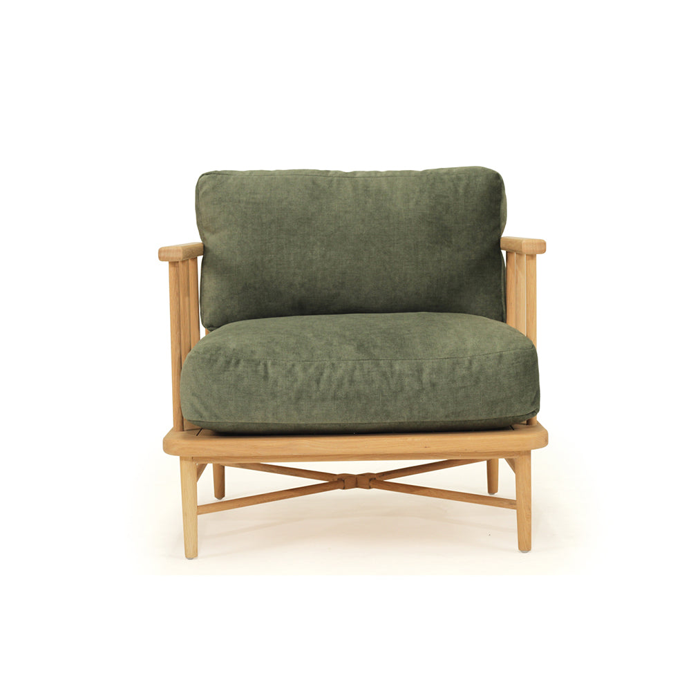 Ruby American Oak Armchair - Green Cushions - Notbrand