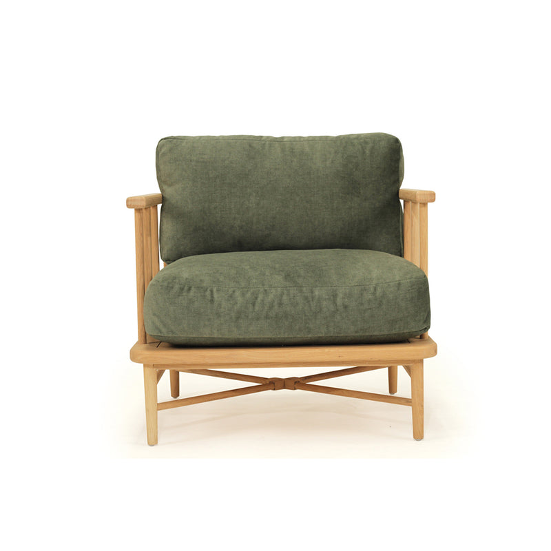 Ruby American Oak Armchair - Green Cushions - Notbrand