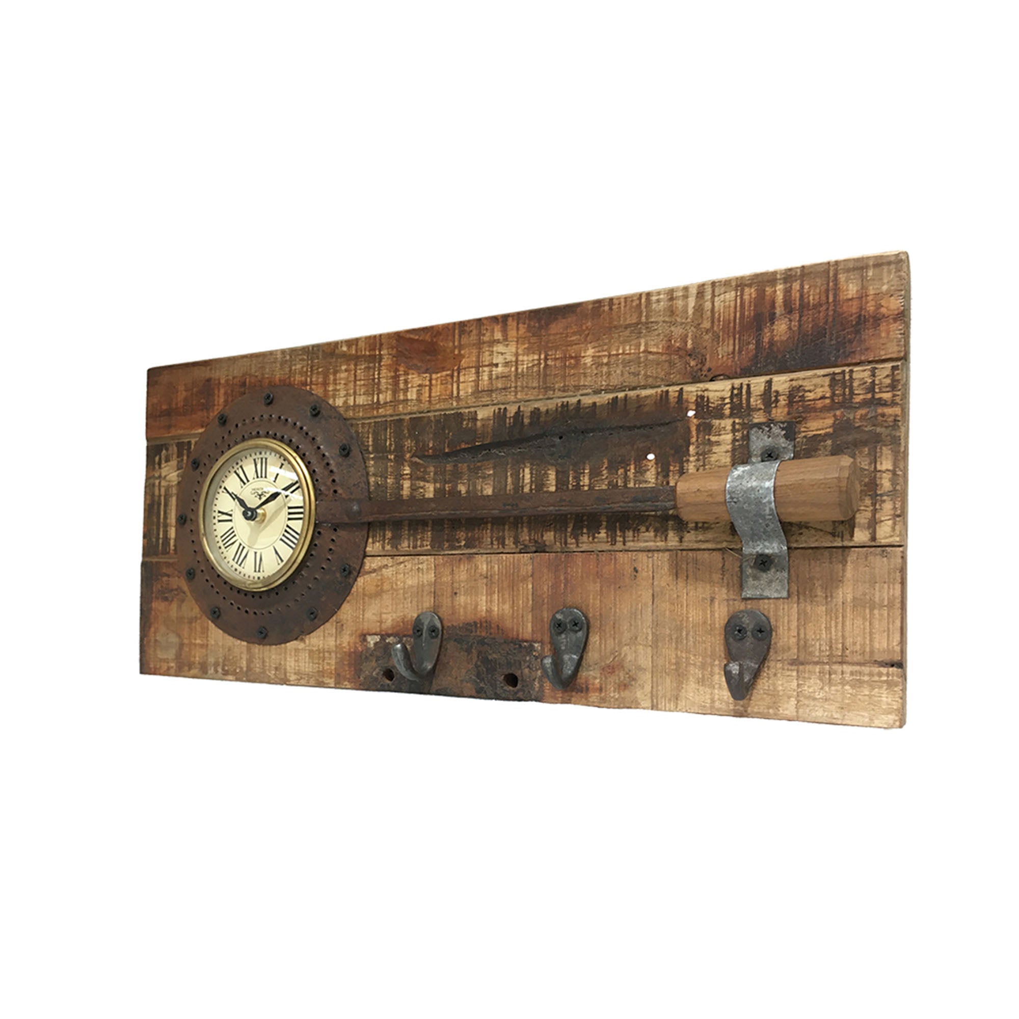 Old Wooden Teak Board Table Clock - Notbrand