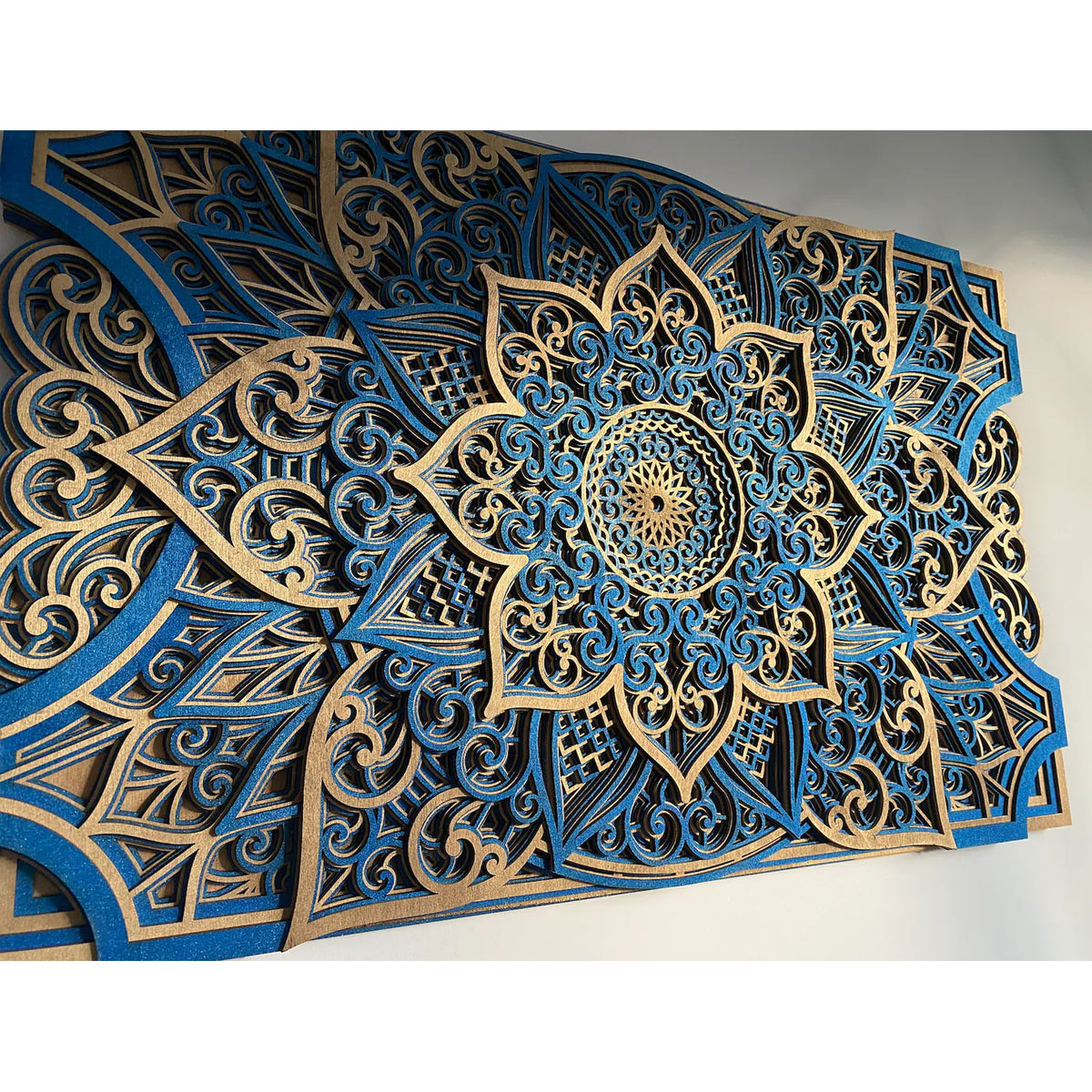 Osax Handcrafted Wooden Wall Decor - Blue/Gold - Notbrand