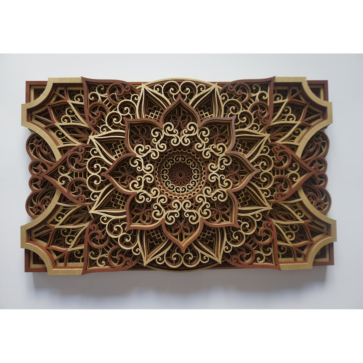 Osax Handcrafted Wooden Wall Decor - Brown/Gold - Notbrand