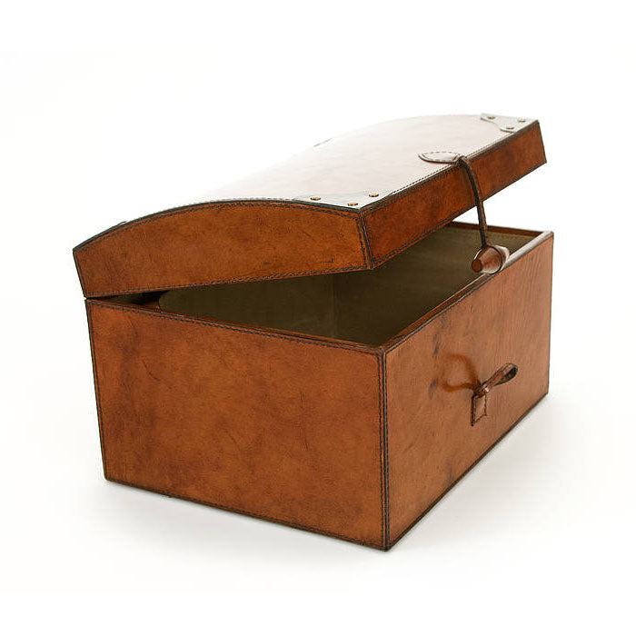 Tan Leather Oval Top Box - Notbrand