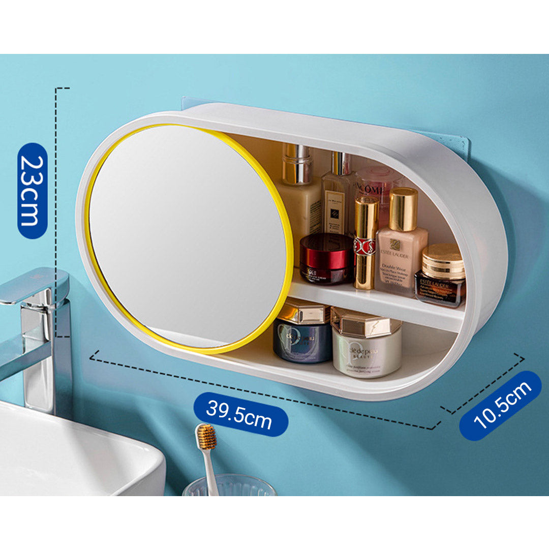 Oval Wall-Mounted Mirror Storage Box - 39CM - Notbrand