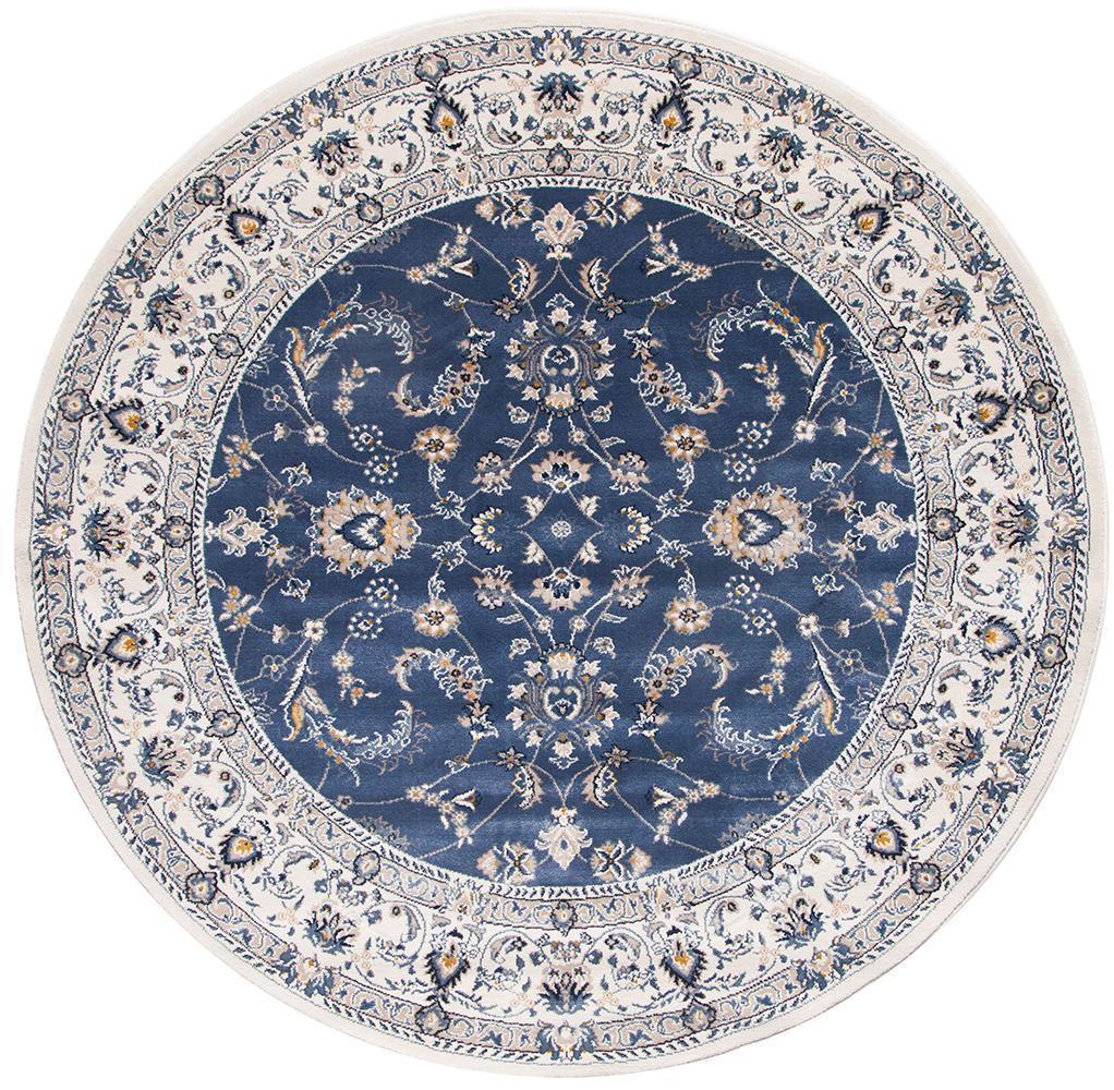 Palace Aisha Oriental Round Rug Blue White - Notbrand