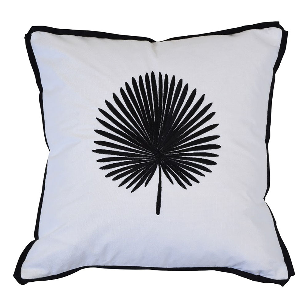 Palma Cotton Leaf Cushion - Black - Notbrand