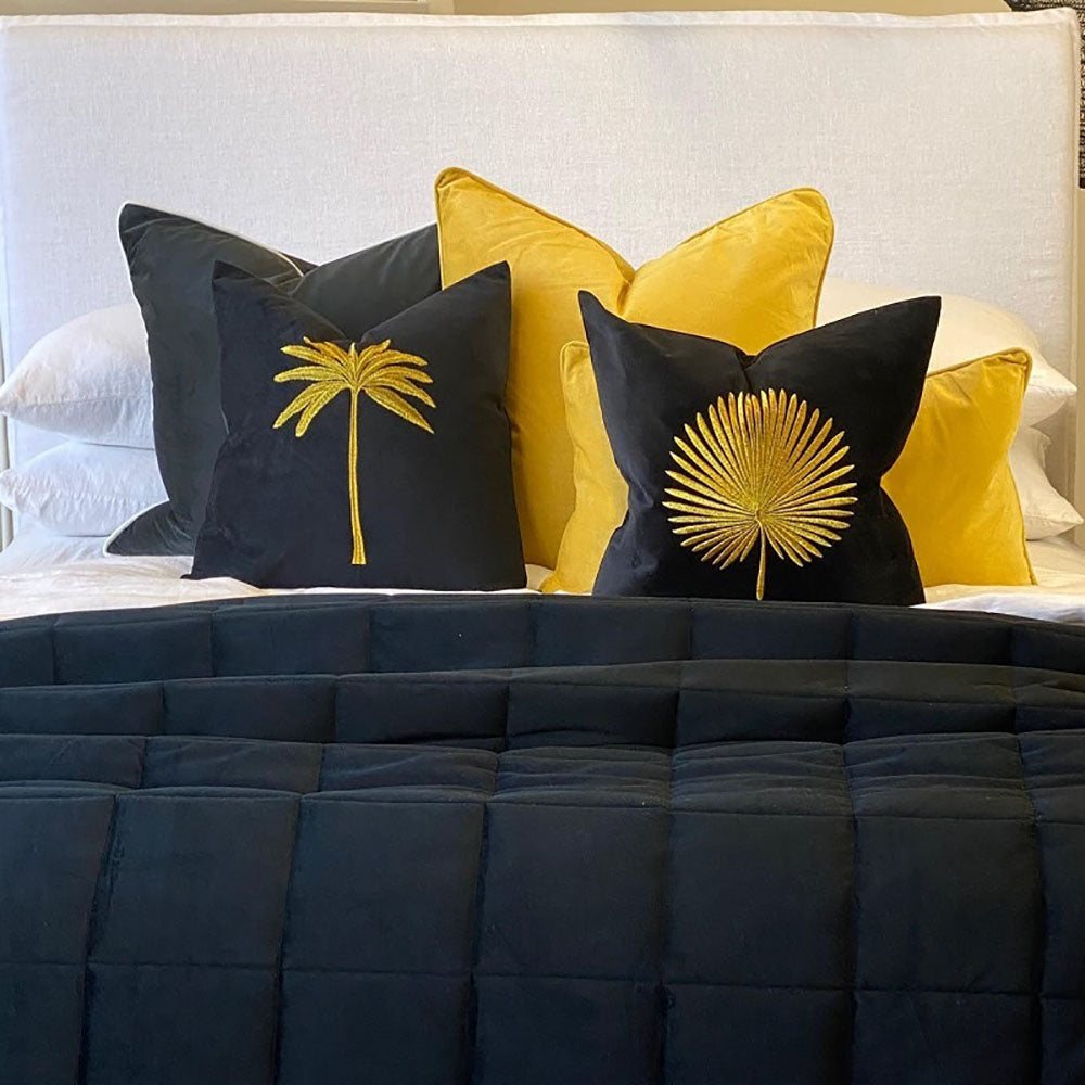 Palma Cotton Leaf Cushion - Gold - Notbrand
