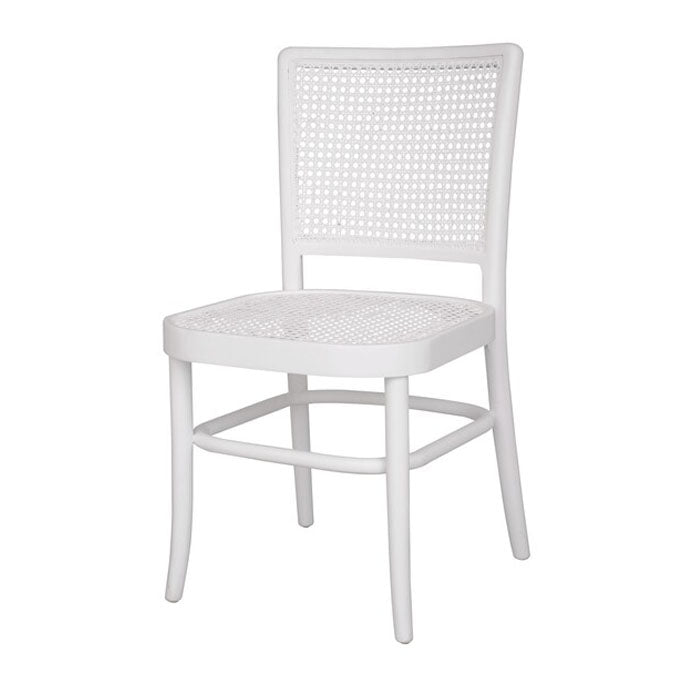 Palm Rattan & Mahogany Dining Chair - White - Notbrand