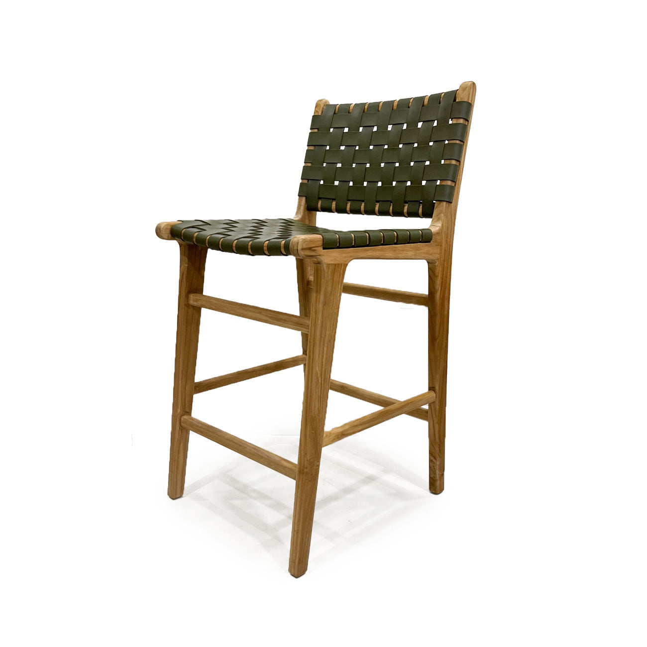Jubilee Leather Woven Counter Stool – Olive - Notbrand