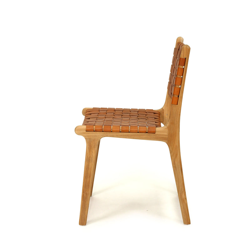 Jubilee Woven Leather Dining Chair - Tan - Notbrand