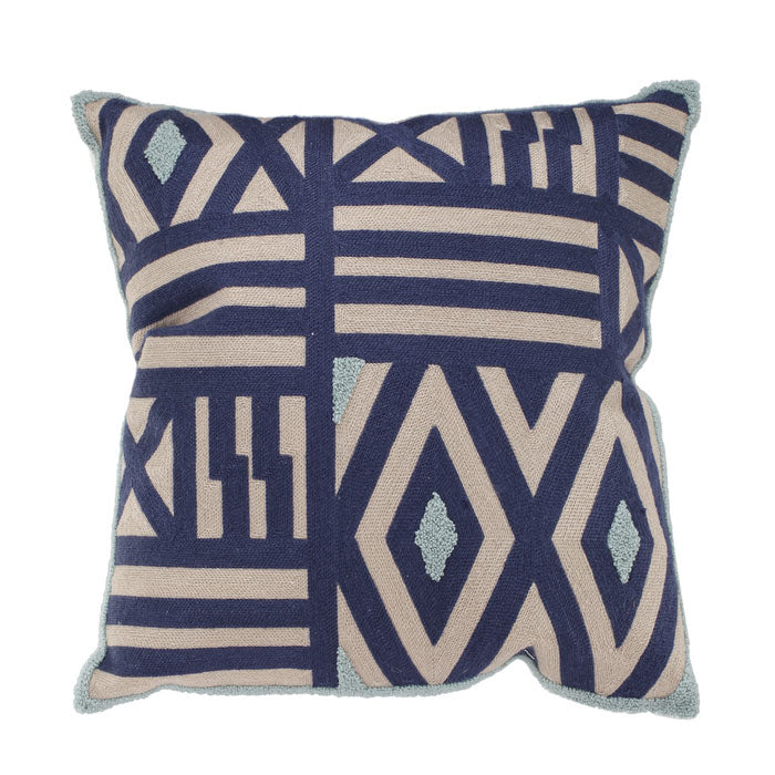 Patterned Taupe Blue & Green Cushion - Notbrand