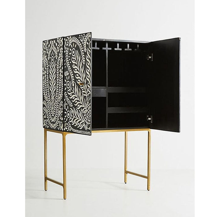 Charlotte Peacock Design Bone Inlay Bar Cabinet - Notbrand