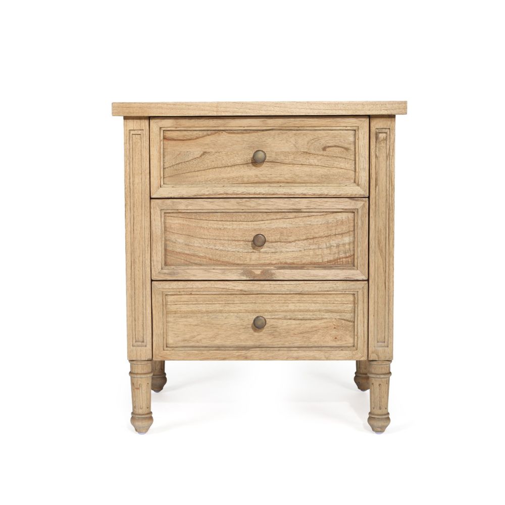 Percy Cane 3 Drawer Bedside Table - Weathered Oak - NotBrand