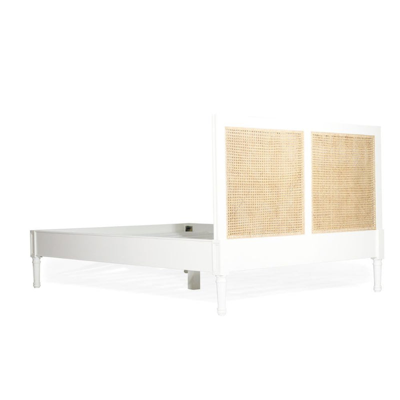 Percy Cane Low End Bed in White – Double Size - NotBrand