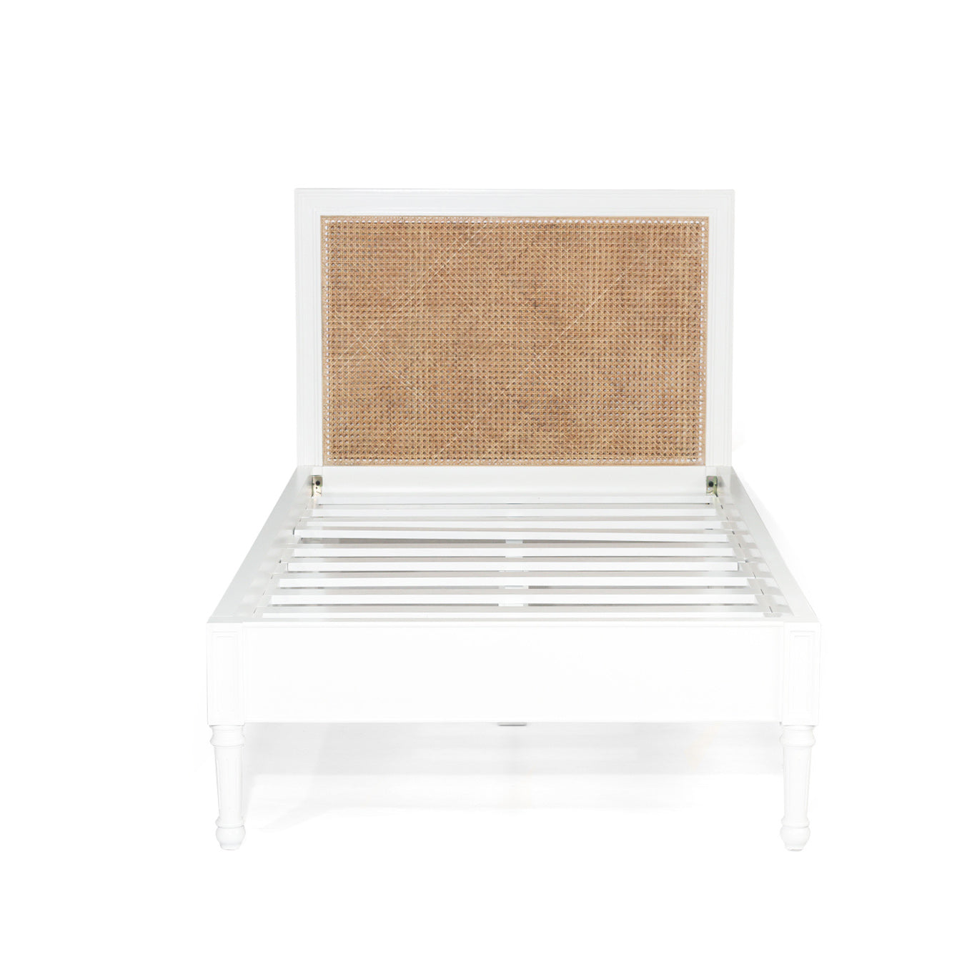 Percy Cane Low End Bed in White – King Single Size - Notbrand