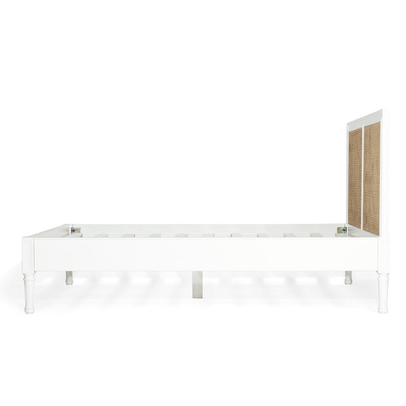 Percy Low End Cane Bed in White - King Size - Notbrand