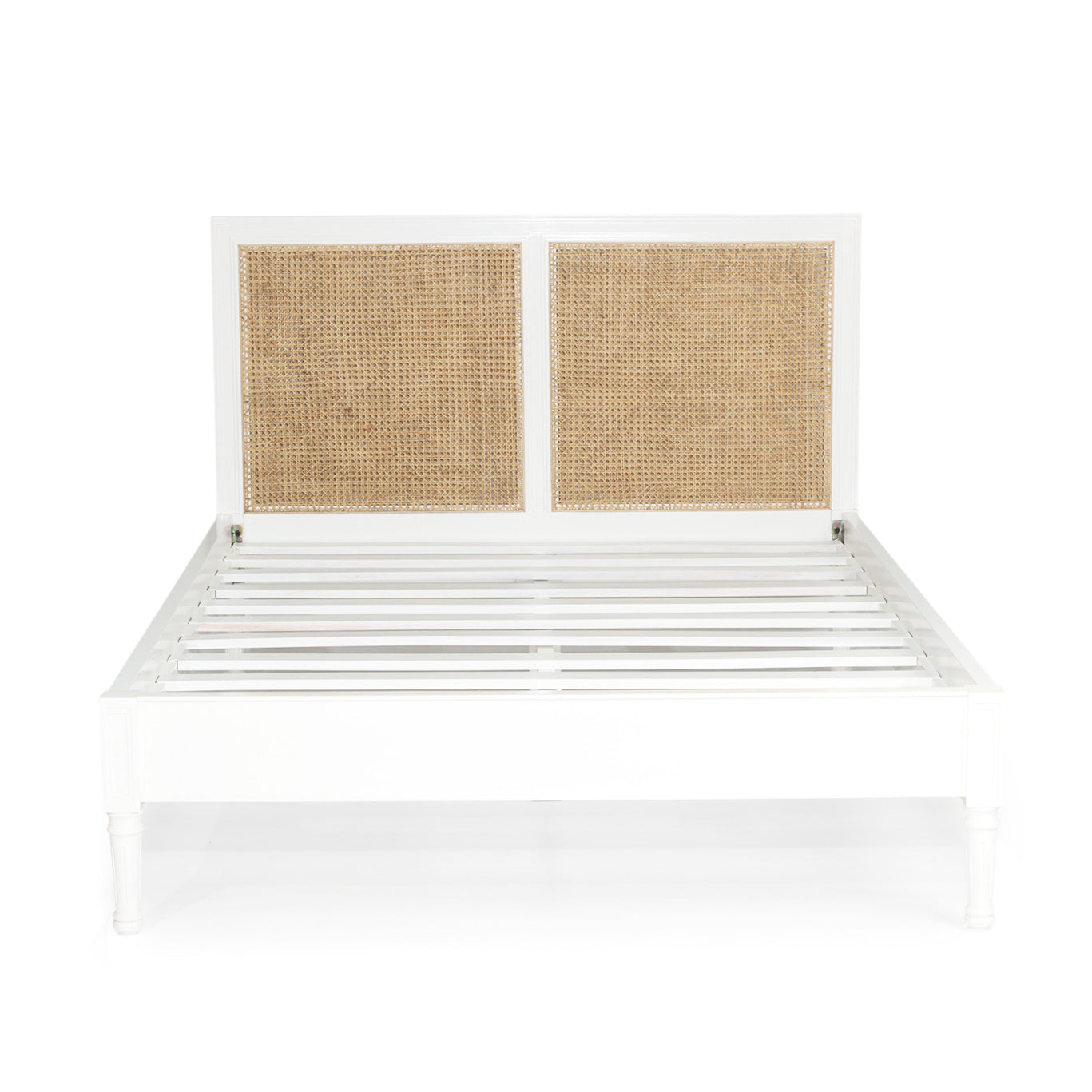 Percy Low End Cane Bed in White – Super King Size - Notbrand