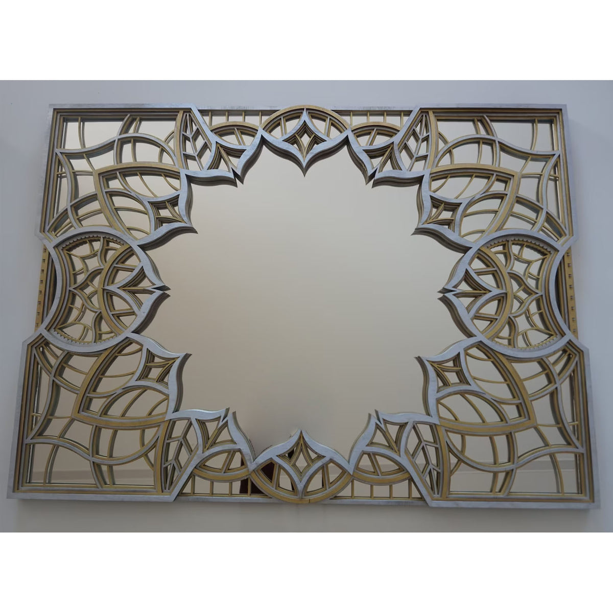 Perky Wooden Mirror Wall Art - Silver/Gold - Notbrand