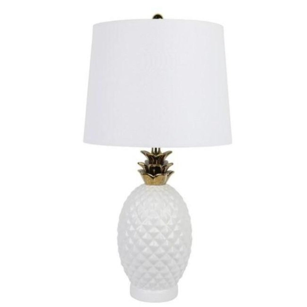 Pineapple Table Lamp with shade White & Gold 68 cmh - Notbrand