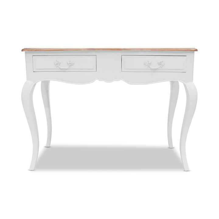 Provincial Mindy Wood Hall Table With 2 Drawers - White - Notbrand