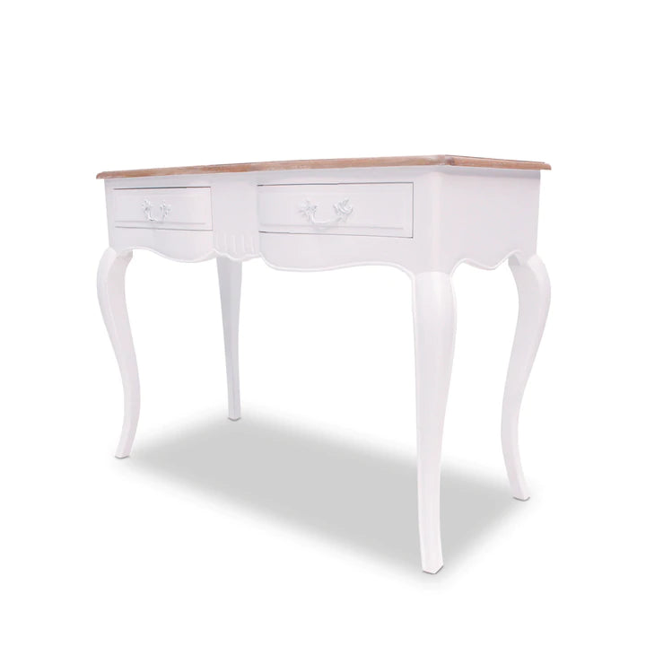 Provincial Mindy Wood Hall Table With 2 Drawers - White - Notbrand