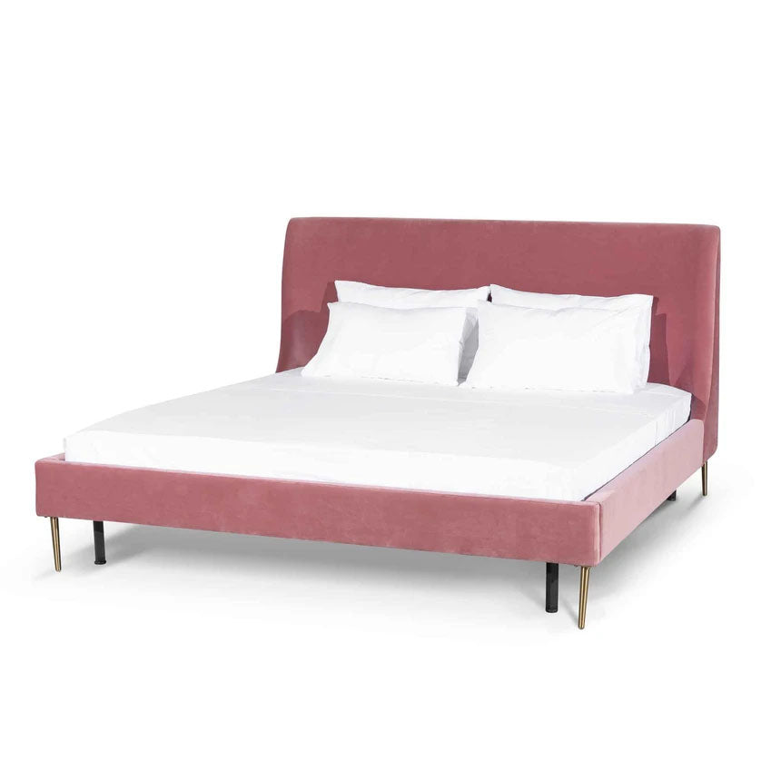 Tuberose Queen Bed Frame - Blush Peach Velvet - Notbrand