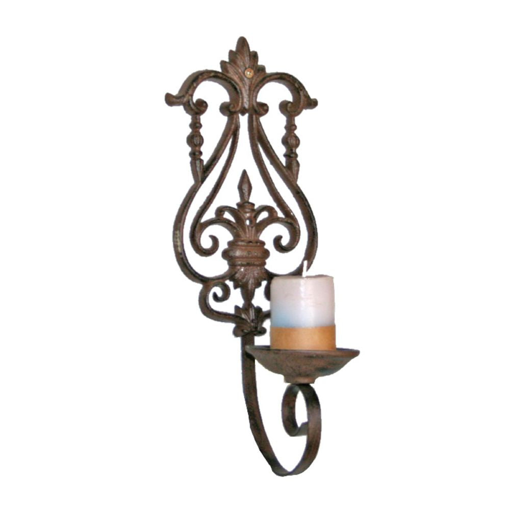 Edwardian Cast Iron Wall Candle Holder - Antique Rust - Notbrand