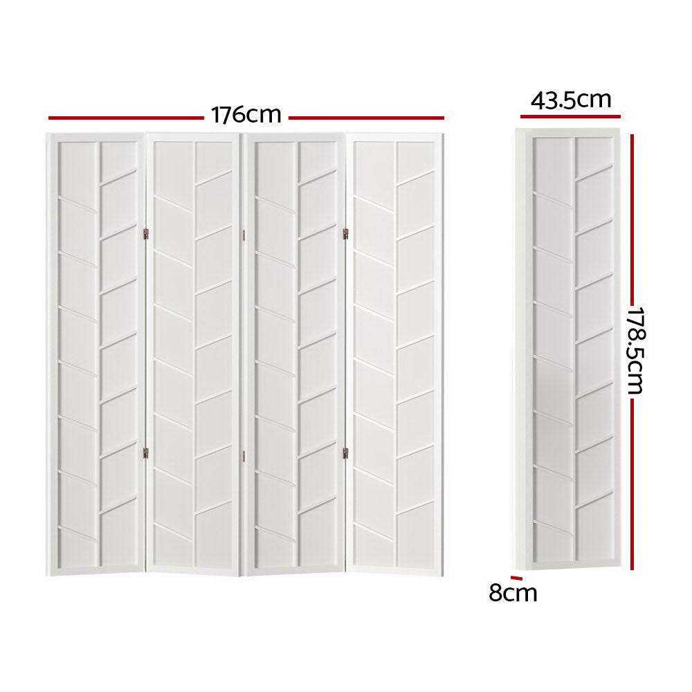 Artiss 4 Panel Room Divider in Wood - White - Notbrand