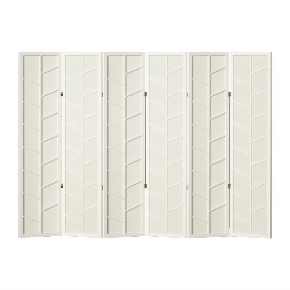 Artiss 6 Panel Room Divider in Wood - White - Notbrand