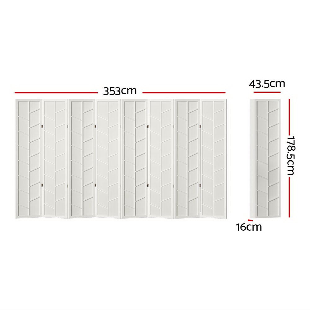 Artiss 8 Panel Room Divider in Wood - White - Notbrand