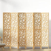 Artiss Clover Room Divider Stand with 6 Panels - Natural - Notbrand