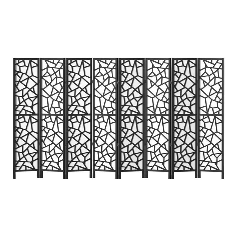 Artiss Clover Room Divider Stand with 8 Panels - Black - Notbrand