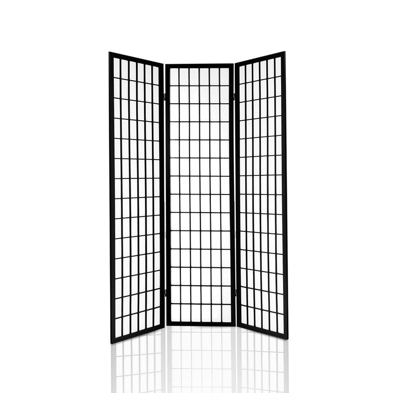 Anterus 3 Panel Wooden Room Divider - Black - Notbrand