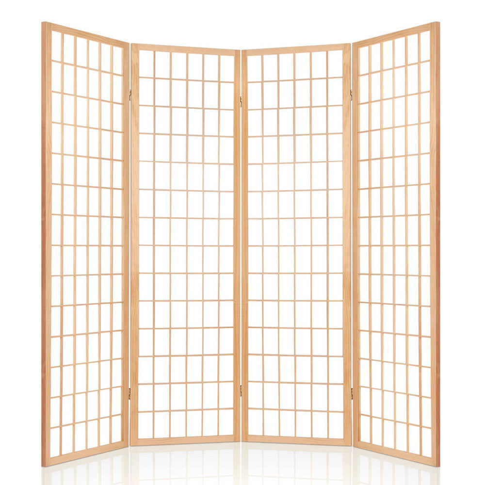 Anterus 4 Panel Wooden Room Divider - Natural - Notbrand