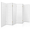 Renata 6 Panel Room Divider Privacy Screen Foldable Pine Wood Stand White