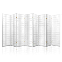 Renata 8 Panel Room Divider Privacy Screen Dividers Stand Oriental Vintage White