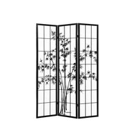 Renata 3 Panel Room Divider Screen Privacy Dividers Pine Wood Stand Shoji Bamboo Black White