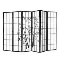 Renata 6 Panel Room Divider Screen Privacy Dividers Pine Wood Stand Black White